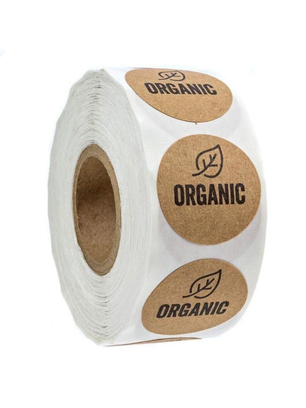 500 organic 1" kraft wafer Stickers with leaf - Picture 6 of 6
